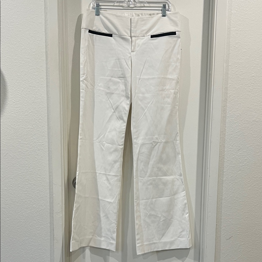 Alice + Olivia White Wide Leg Pants With Black Trim Size 10